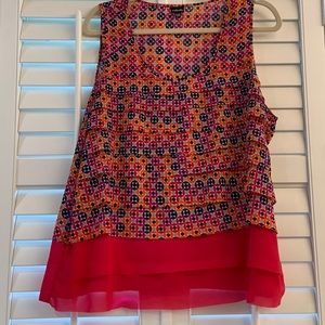 Rafaella flowy print top with tiers & solid bottom trim XL